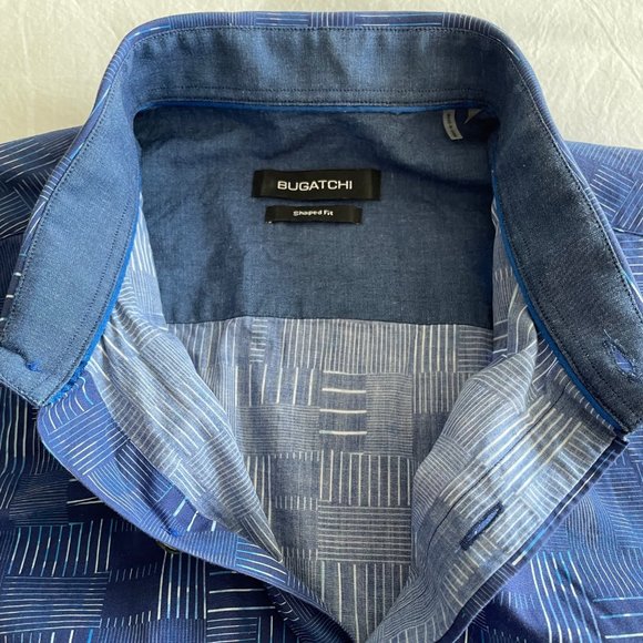 Bugatchi Shirt - Blue - Large - Shaped Fit - Picture 2 of 5